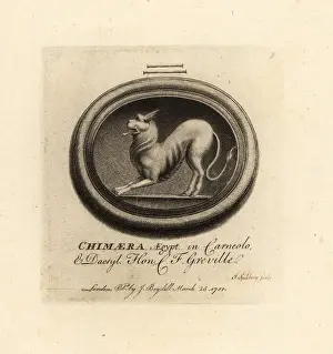 Antiquarian Prints: Egyptian chimera with lion's head, goat's body and dragon's tail