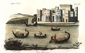 Rowboat Prints: Egyptian fishing boats, rowboats and canoes on the Nile