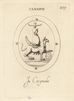 Griffon Prints: The Egyptian god Canopus, a human head on a hydra
