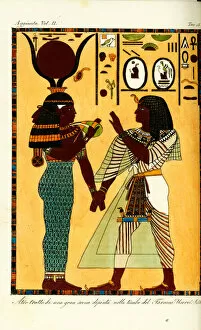 Pharaoh Collection: Egyptian goddess Hathor with King Seti I