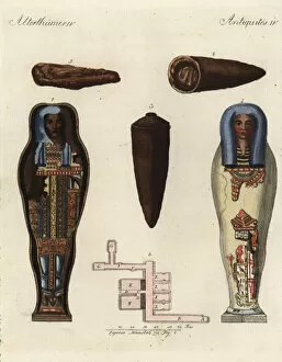 Hieroglyph Collection: Egyptian mummies and coffins