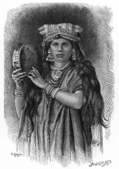 Tambourine Prints: Egyptian music girl with tamborine, 1887