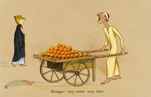Wares Prints: Egyptian Orange Seller with hand cart