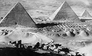Pyramids Prints: Egyptian Pyramids and the Mena House Hotel early 1900s