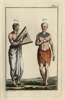 Egyptian sacrificial priest and another priest with harp