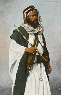 Tribesman Prints: Egyptian Tribesman holding a long pipe