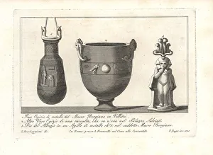 Etruscans Prints: Egyptian vases and Harpocrates or god of silence