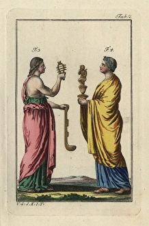 Egyptian woman with sistrum and simpulum Egyptian woman with sistrum and simpulum