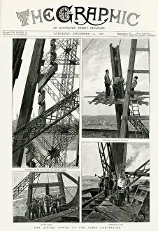 Crane Prints: Eiffel Tower being built 1888