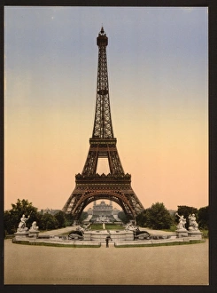 Eiffel Tower, full-view looking toward the Trocadero, Exposi Eiffel Tower, full-view looking toward the Trocadero, Exposi