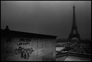 Grafitti Prints: Eiffel Tower with grafitti, Paris, France