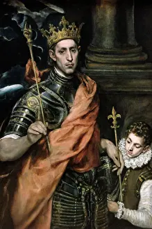 Louvre Prints: El Greco (1541-1614). Saint Louis, King of France, and a Pa