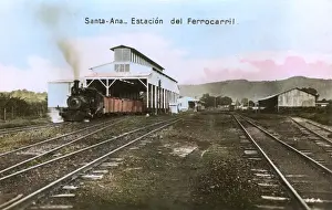 Salvador Prints: El Salvador - Santa Ana - Railway Station and Train yard