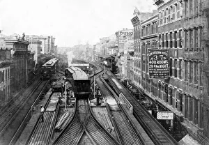 Elevated Prints: El train and Colosseum Hotel New York