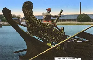 Elaborately carved stern of a Burmese Boat / Barge