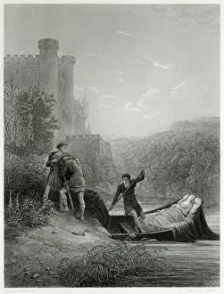 Arthurian Prints: Elaine Dies Love Myth England Arthurian Legend