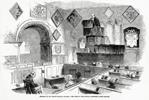 Walmer Prints: The elderly Arthur Wellesley, 1st Duke of Wellington (1769-1852) attending worship at St