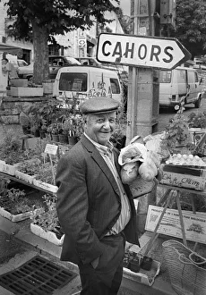 Images Dated 3rd July 2019: An elderly Frenchman in a market in Montaigu-de-Quercy