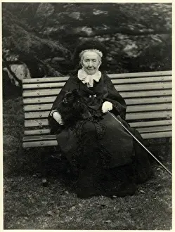 Lapdog Prints: Elderly woman on a bench with her dog