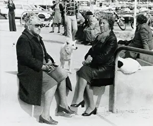 Shirley Prints: Two Elderly Women and dogs - seafront - South of France Date: circa 1970s