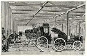 Charging Prints: Electric cars, Clement factory, Levallois-Perret, Paris 1898
