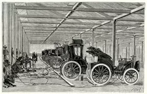 Images Dated 4th January 2019: Electric cars, Clement factory, Levallois-Perret, Paris 1898