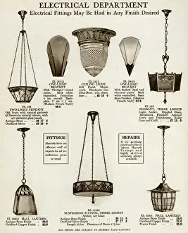 Electric ceiling & wall lights using glass and metal 1929