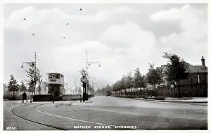 Wires Prints: Electric Tram on Mather Avenue, Liverpool, Merseyside