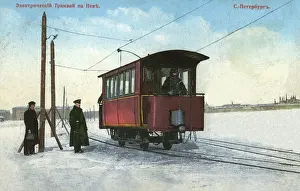 Neva Prints: Electric tram on the River Neva, St Petersburg, Russia