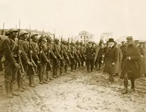 Bulgarian Prints: Eleftherios Venizelos reviewing Greek regiment, WW1