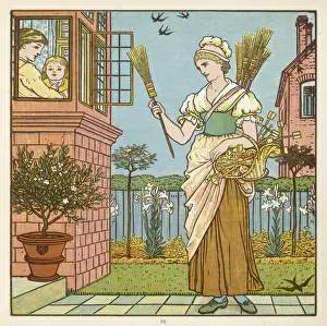 Brooms Prints: Elegant Broom Seller