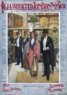 Supper Prints: Elegant couple arriving for supper at the Savoy, 1913