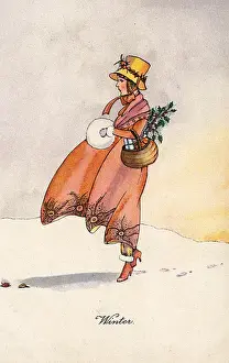 Elegant lady in the snow