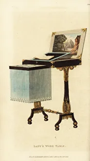 Hobby Prints: Elegant lady's work table, Regency era