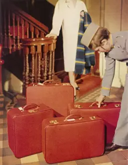 Rayon Prints: Elegant luggage 1956