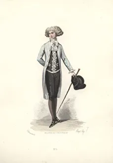 Images Dated 27th January 2019: Elegant man in striped coat, era of Marie Antoinette