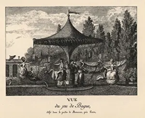 Monceau Prints: Elegant riders on a Chinese merry-go-round, Monceau, 1779