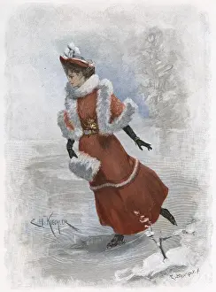 Skater Prints: Elegant Skater in Red