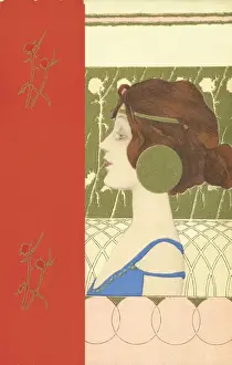 Kirchner Prints: Elegant woman in blue dress