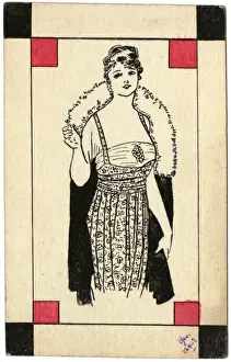 Elegant woman in evening dress by George Ranstead