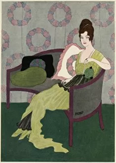 Lime Gallery: Elegant woman in evening wear 1915