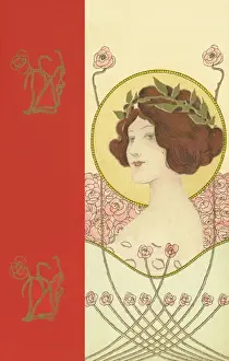 Elegant woman with pink roses