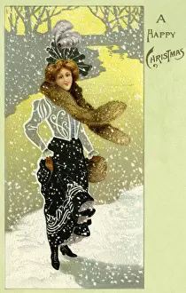 Elegant woman in the snow
