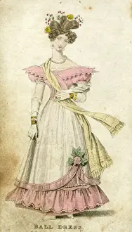 Frill Prints: Elegant young woman in a ball dress