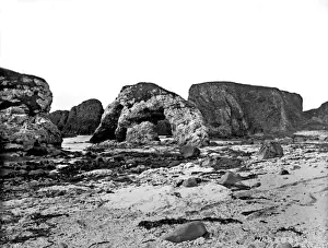 The Elephant rock, a stone arch on the beach at Whitepark Ba