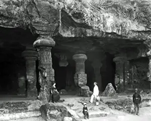 Caves Prints: Elephanta Caves, near Bombay (Mumbai), India