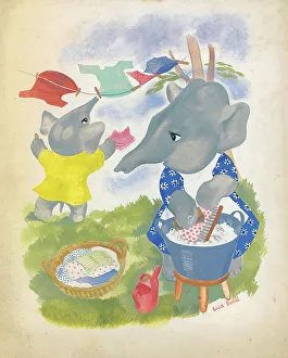 Elephants dressed as children