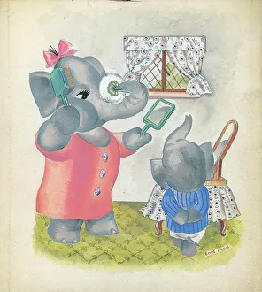 Elephants dressed as children