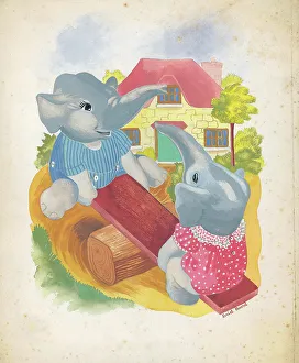 Elephants dressed as children