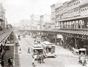 Elevated Prints: Elevated train, New York, circa 1890. Date: circa 1890